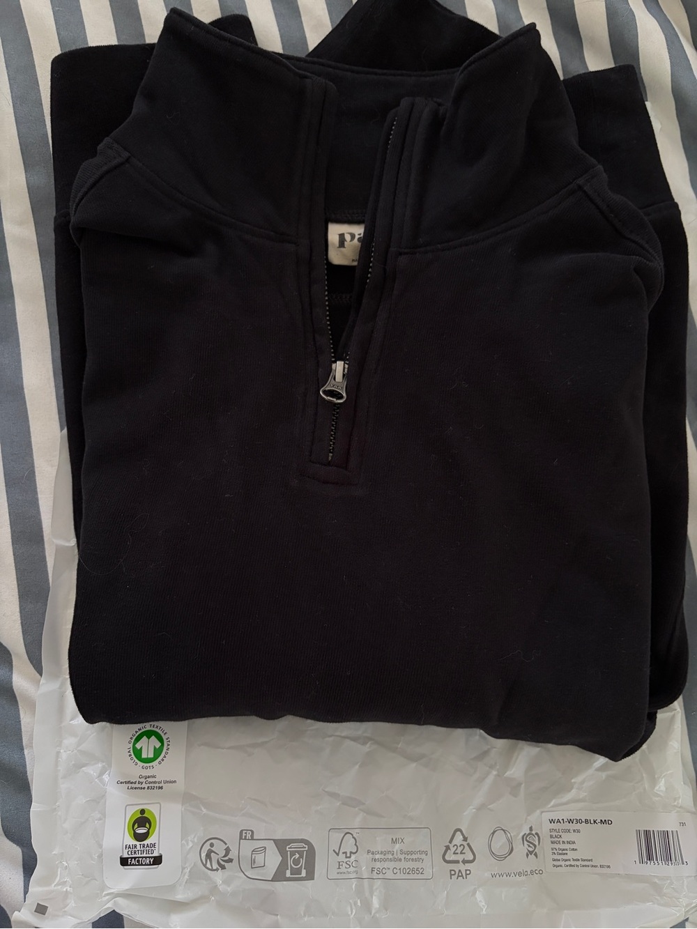 New Pact Women’s Black Quarter-Zip Pullover Sweatshirt